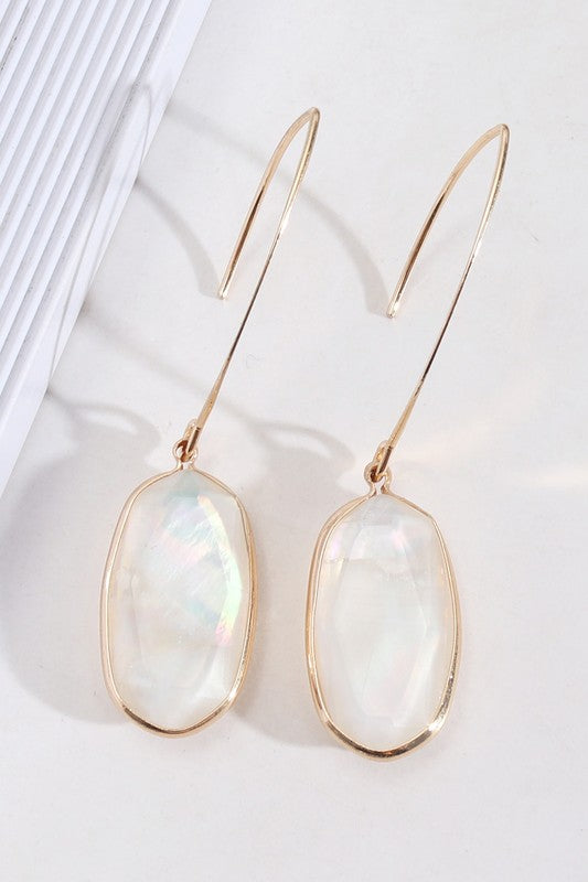 White Pearl Wire Threader Drop Earrings
