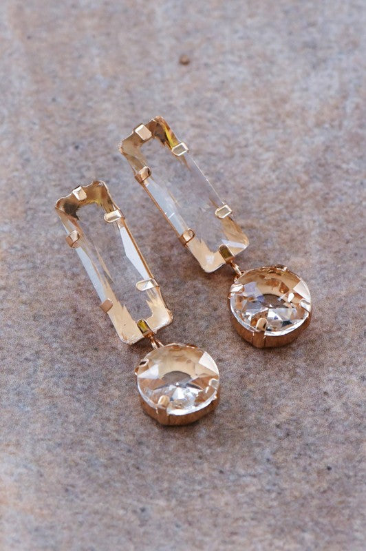 Clear Glass Crystal Drop Earrings