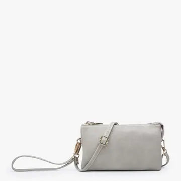 Riley Monogrammable 3 Compartment Crossbody/Wristlet in Light Gray