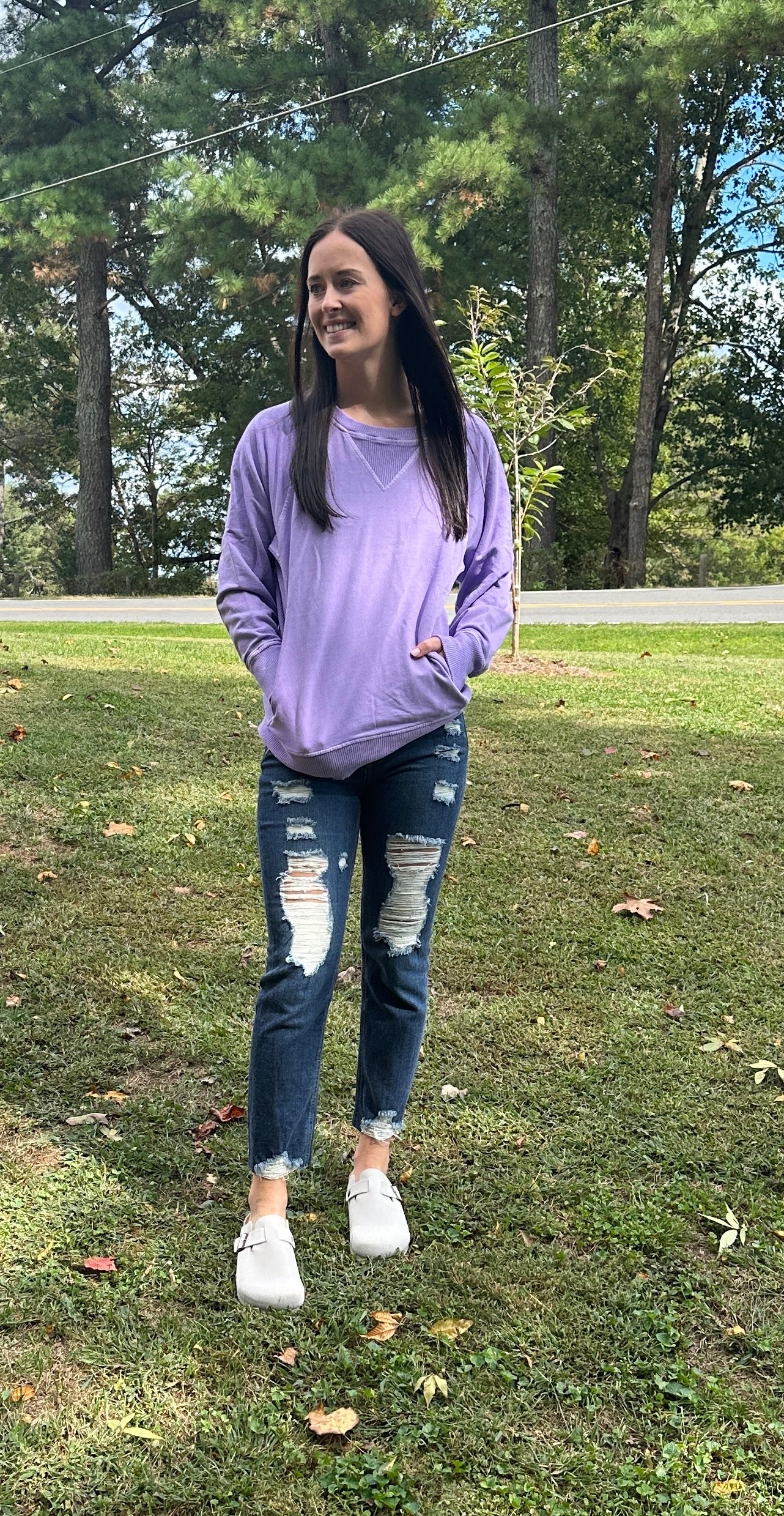 Terry Pullover in Purple
