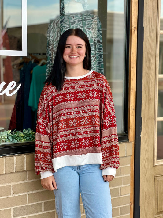 Snowflake Print Top