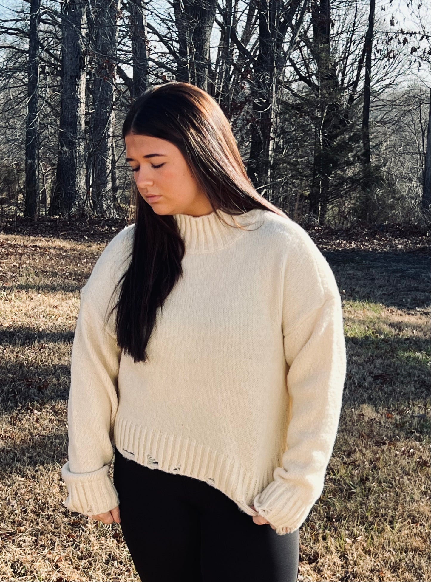 Alex Mock Neck Sweater in Cream