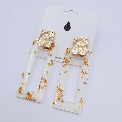 White and Gold Confetti Earrings