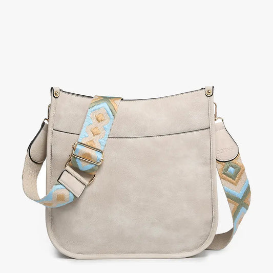 Chloe Crossbody with Guitar Strap in Off White