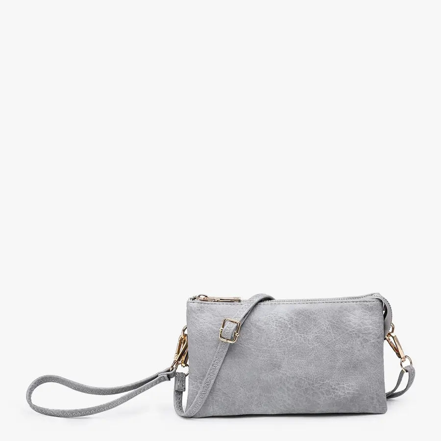 Riley Monogrammable 3 Compartment Crossbody/Wristlet in Blue Gray