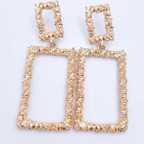 Hammered Rectangle Earrings in Gold