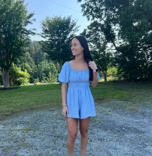 Moment of Romance Romper in Baby Blue