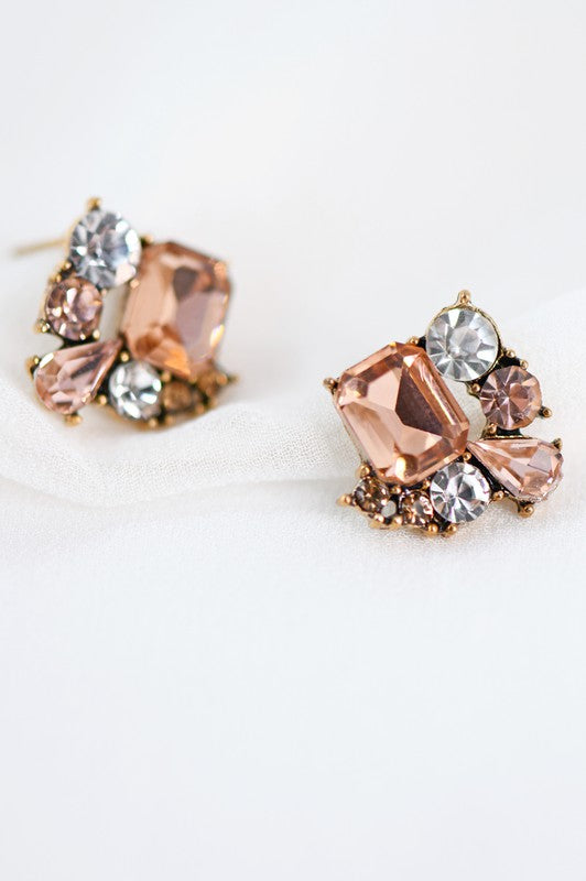 Assorted Gem Multi Crystal Stud Earrings