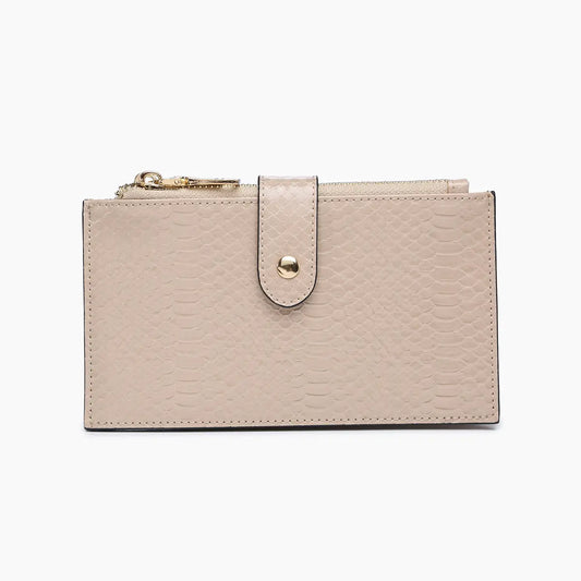 Odelia Snake Snap Wallet with Two Compartments in Beige**FINAL SALE**